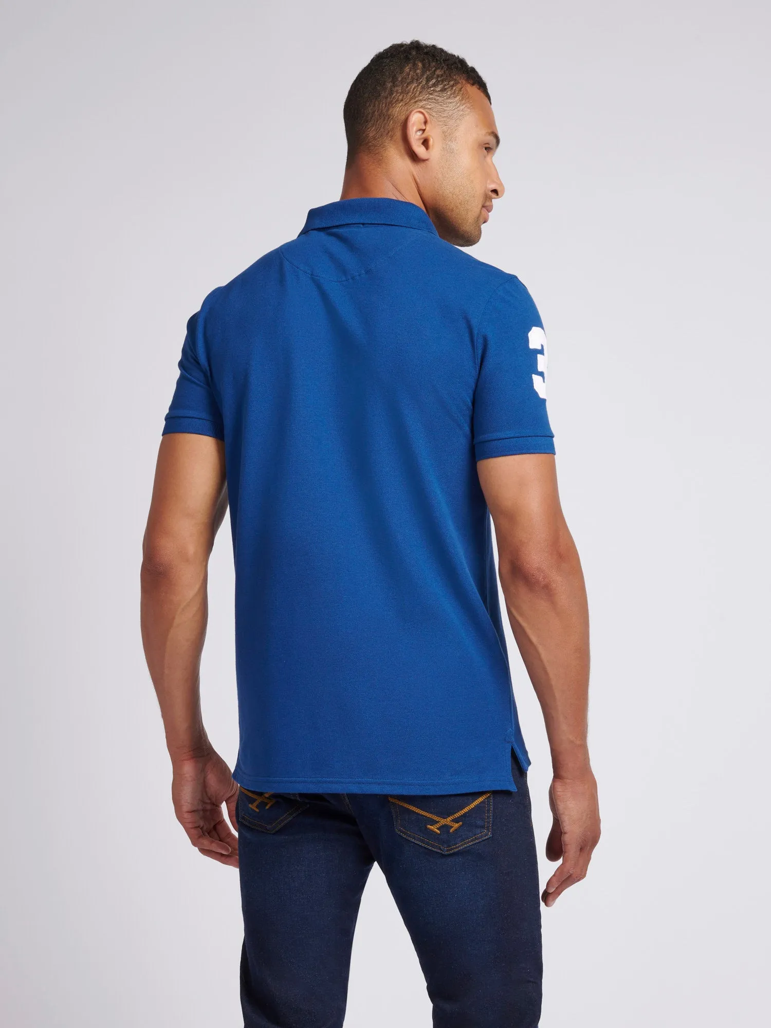 Mens Player 3 Pique Polo Shirt in Navy Peony