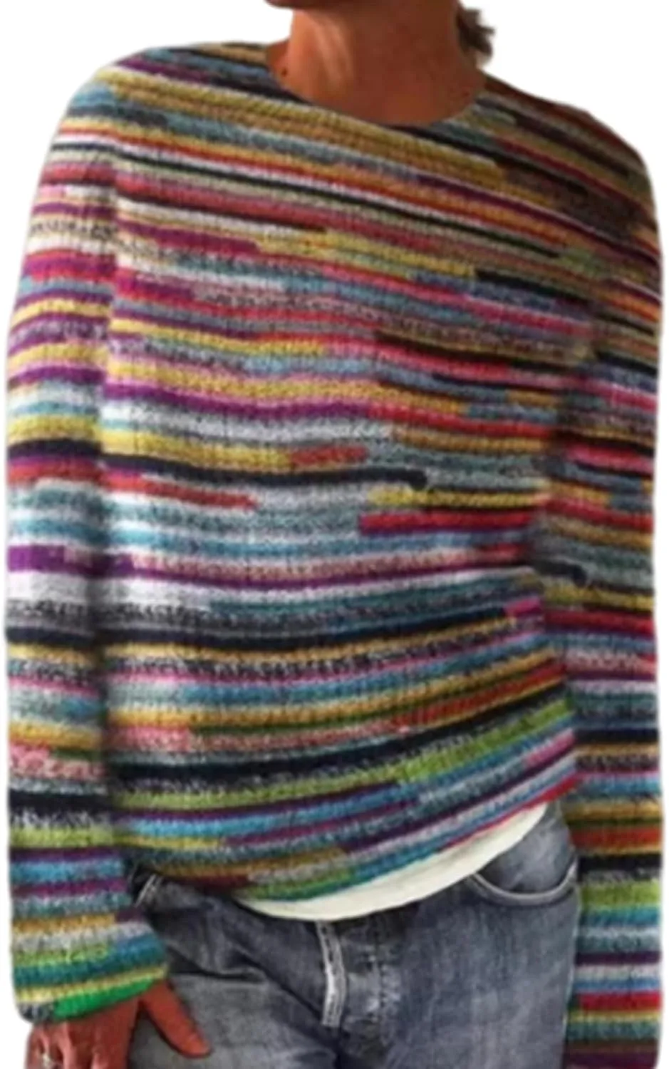 Mexican Striped Inspired Knit Art Cozy Sweater