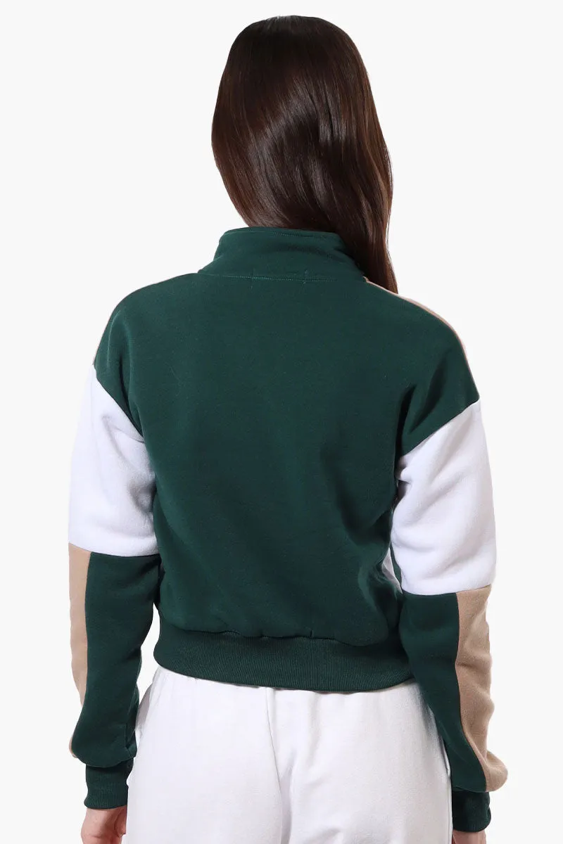 New Look Colour Block 1/4 Zip Sweatshirt - Green