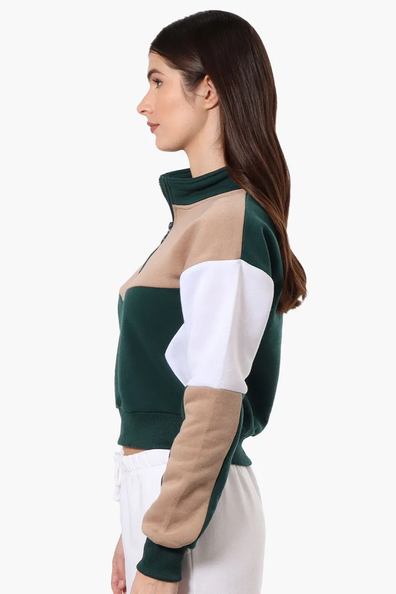 New Look Colour Block 1/4 Zip Sweatshirt - Green