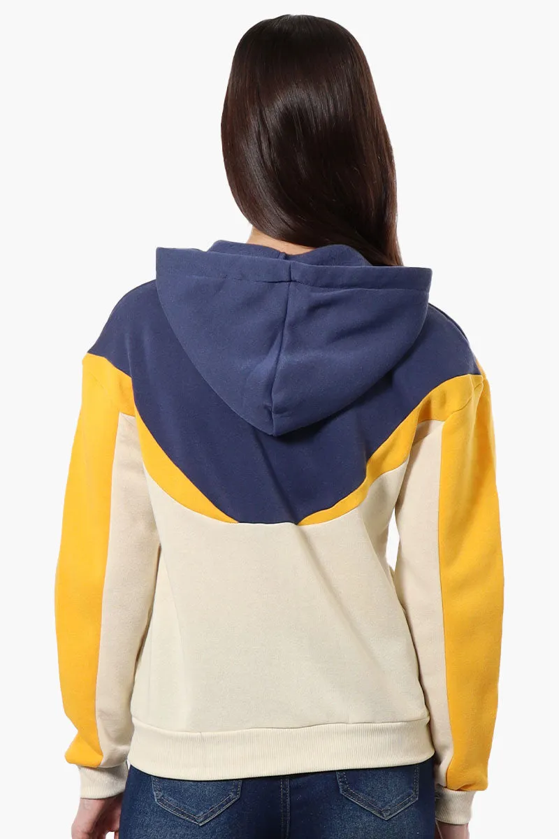 New Look Fleece Colour Block Hoodie - Navy