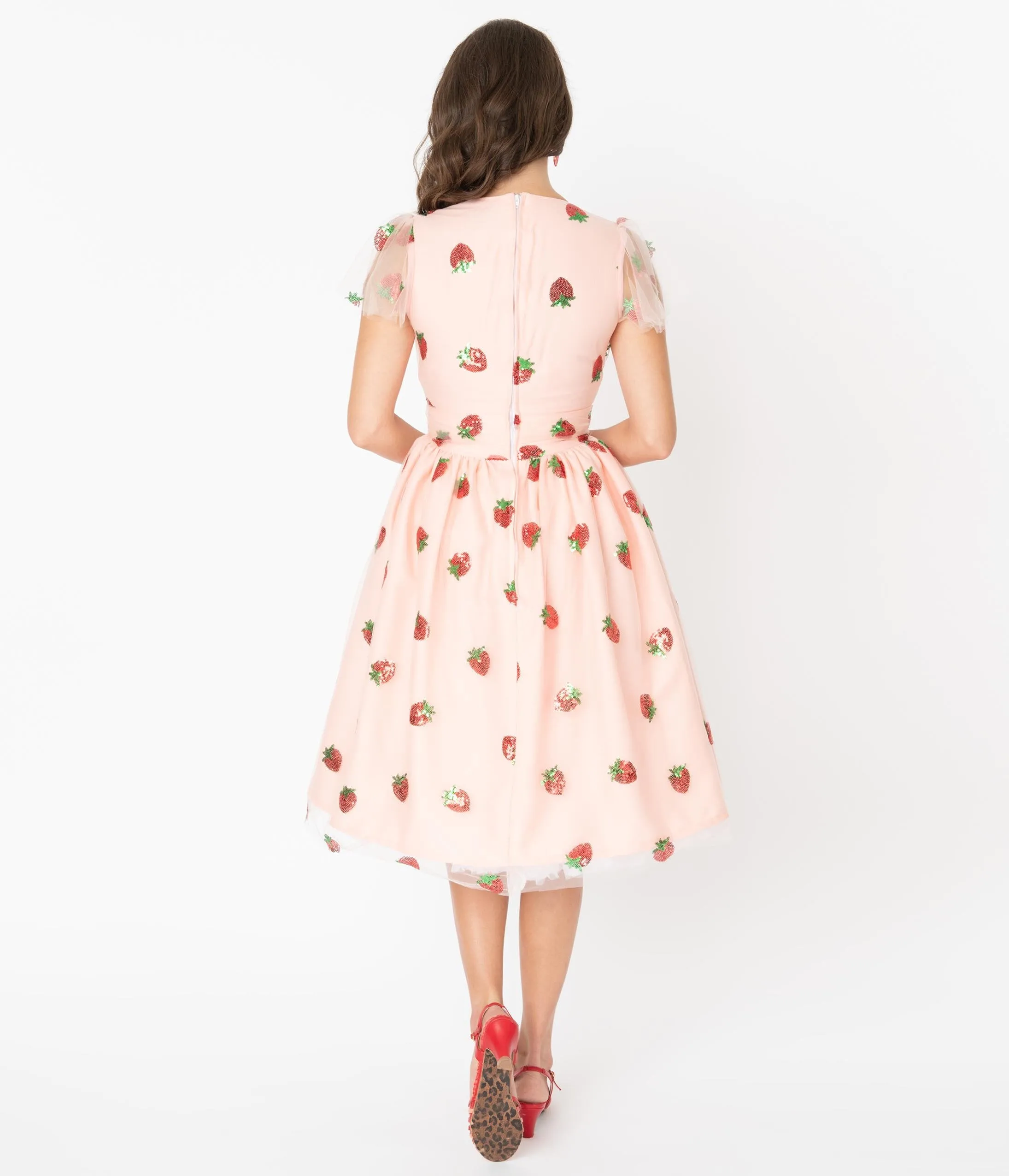 Pink Tulle & Strawberry Sequin Midori Swing Dress