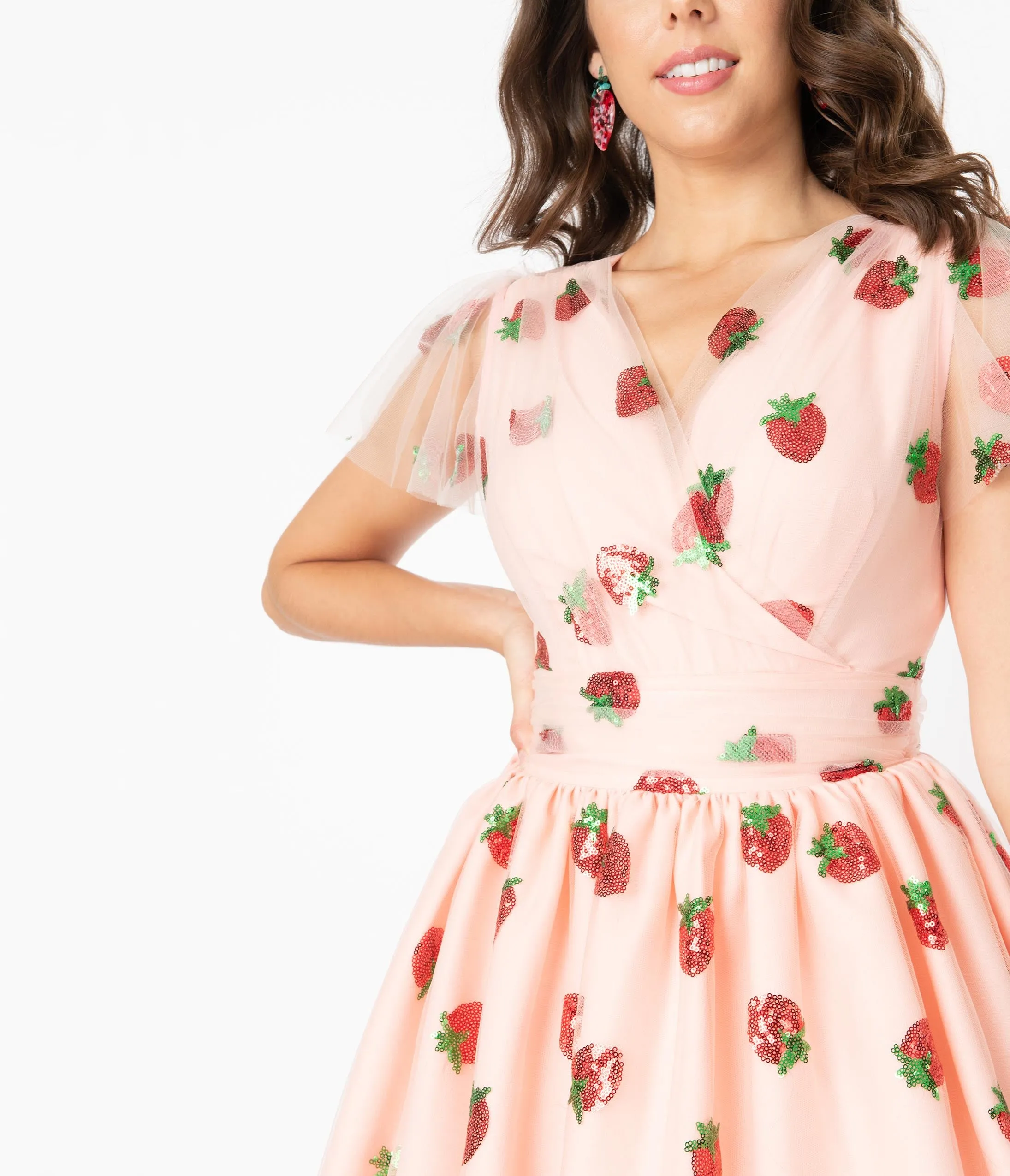 Pink Tulle & Strawberry Sequin Midori Swing Dress