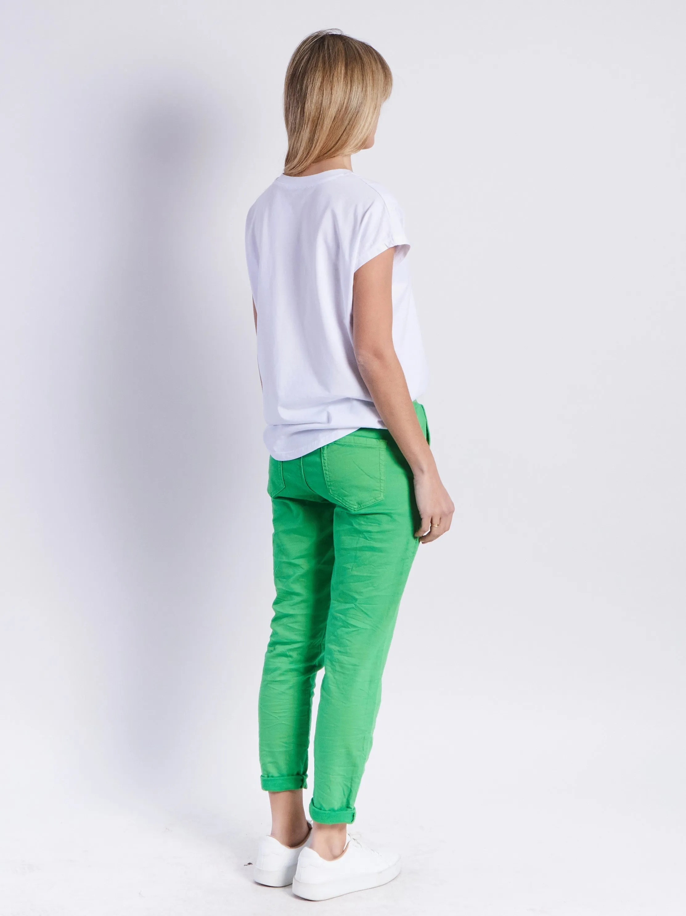 Riley Stretch Denim Joggers - Green