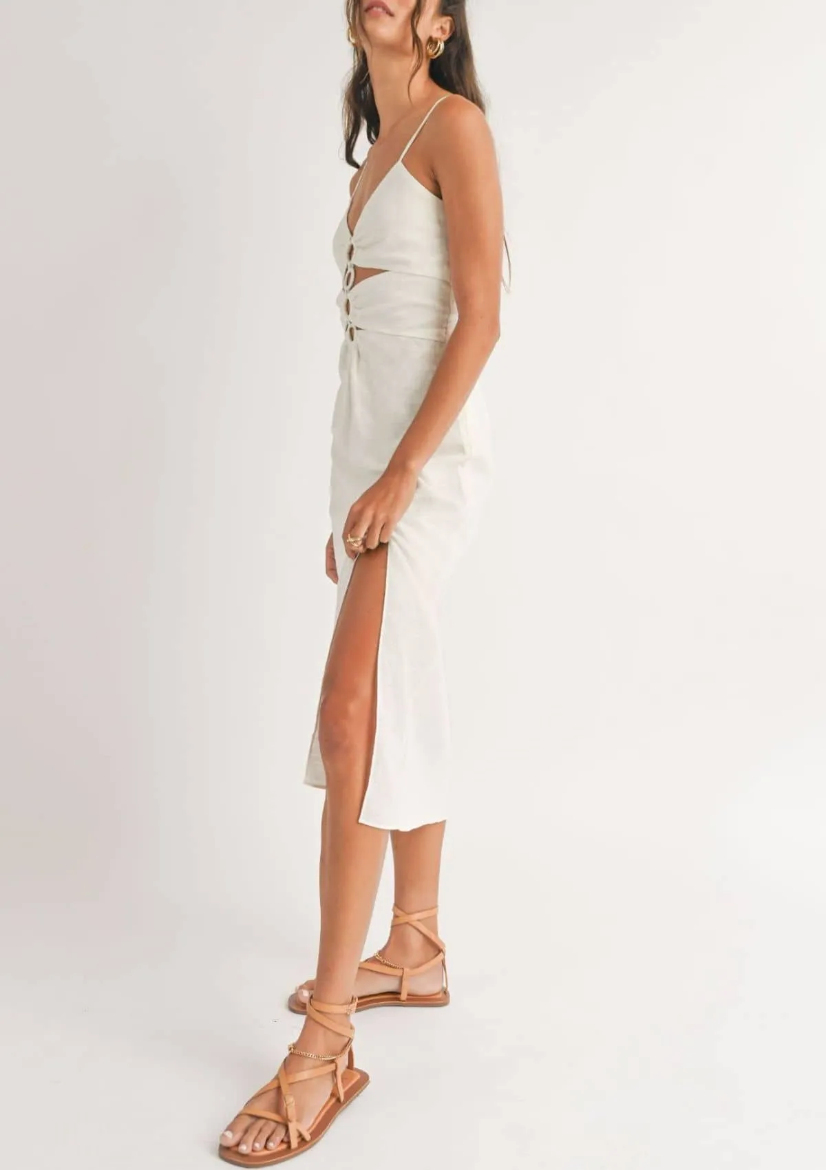 Roam Around Cutout Midi Dress - White