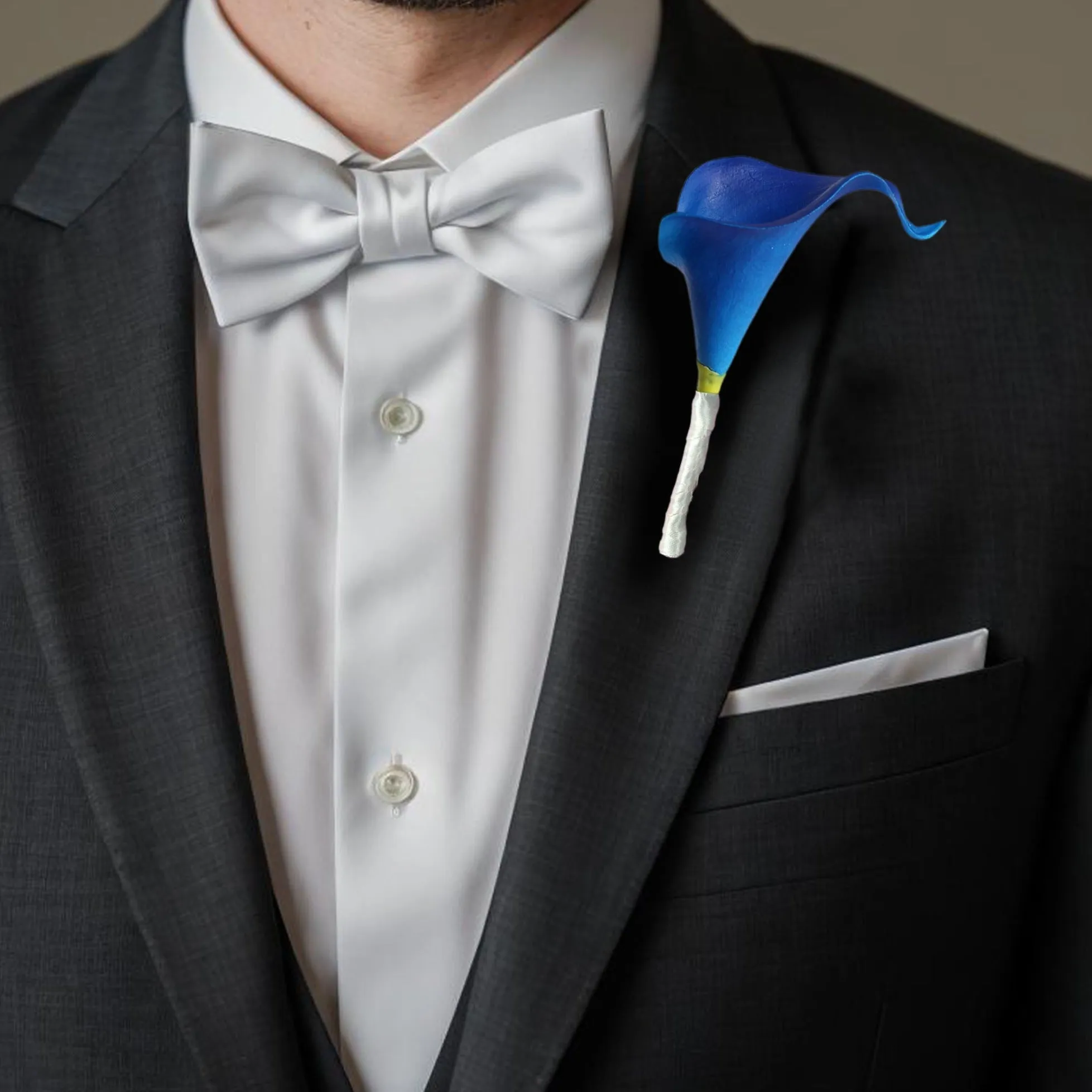 Royal Blue Calla Lily Corsage Boutonniere