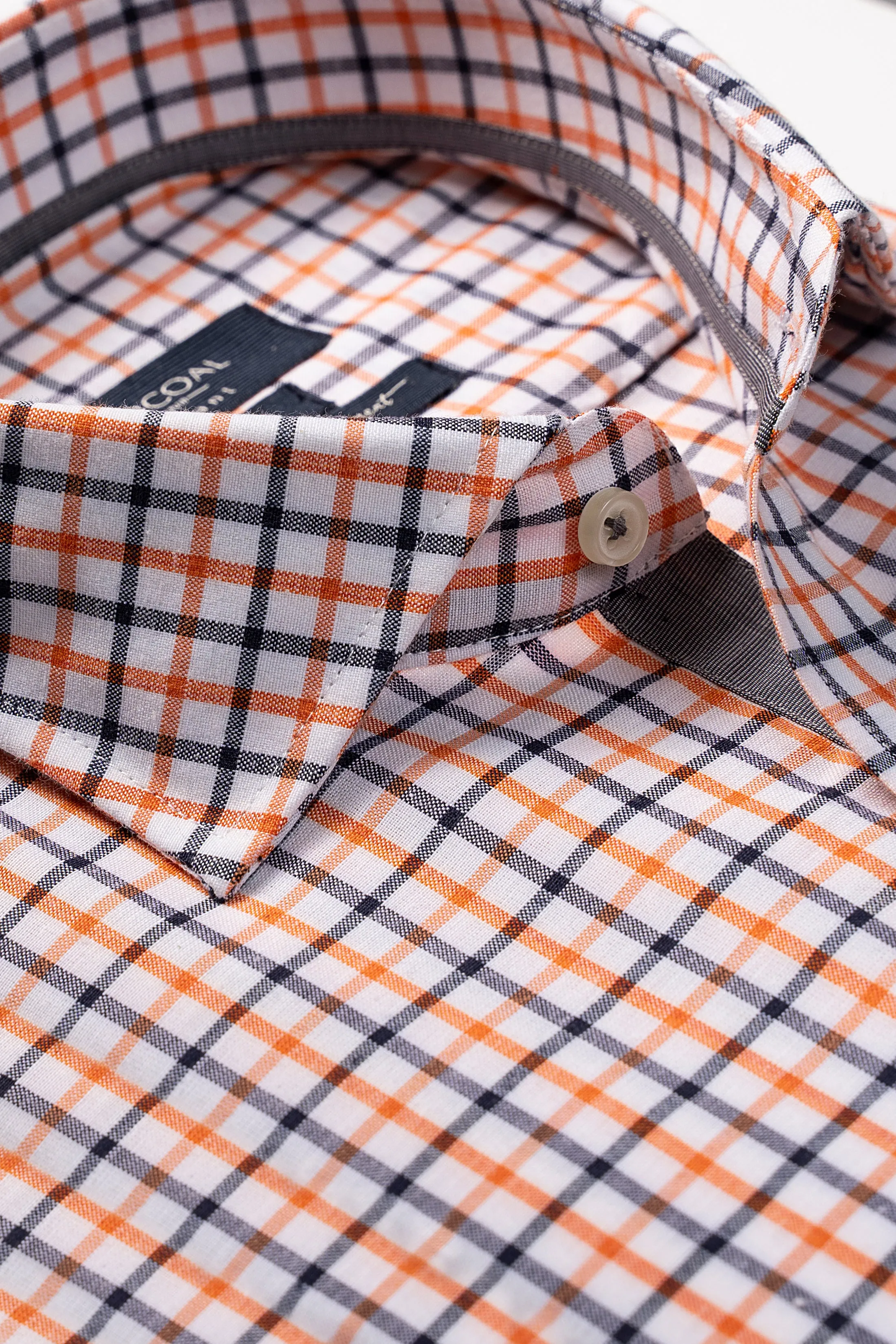 SEMI FORMAL SHIRT ORANGE BLACK CHECK