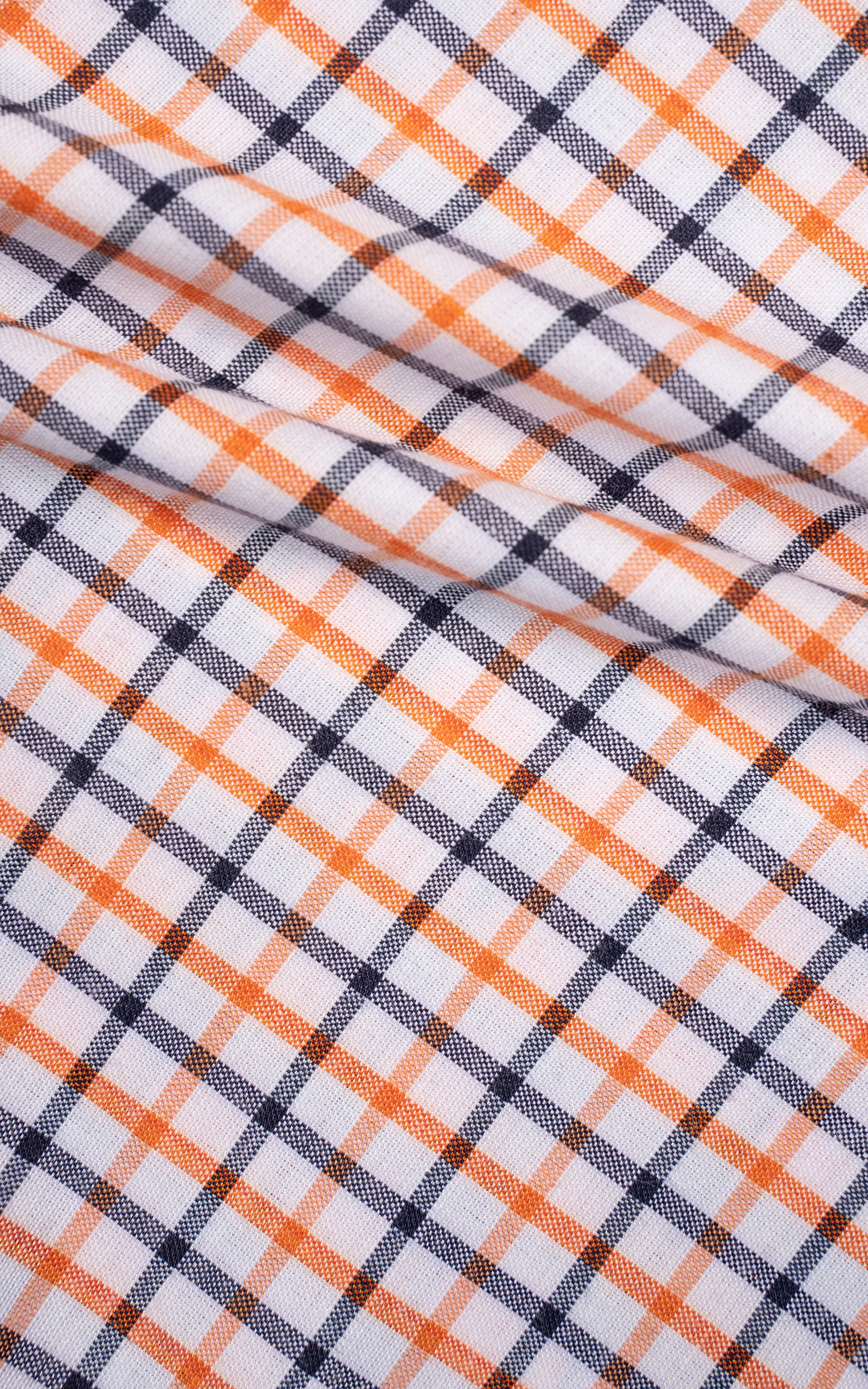 SEMI FORMAL SHIRT ORANGE BLACK CHECK