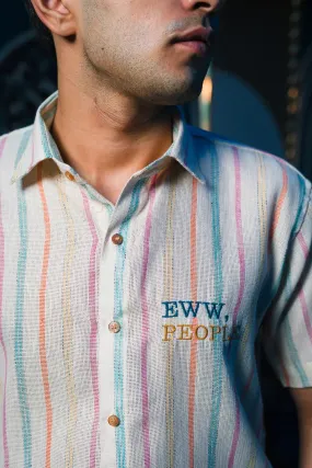 Striped Jute EWW PEOPLE Embroidered Linen Shirt