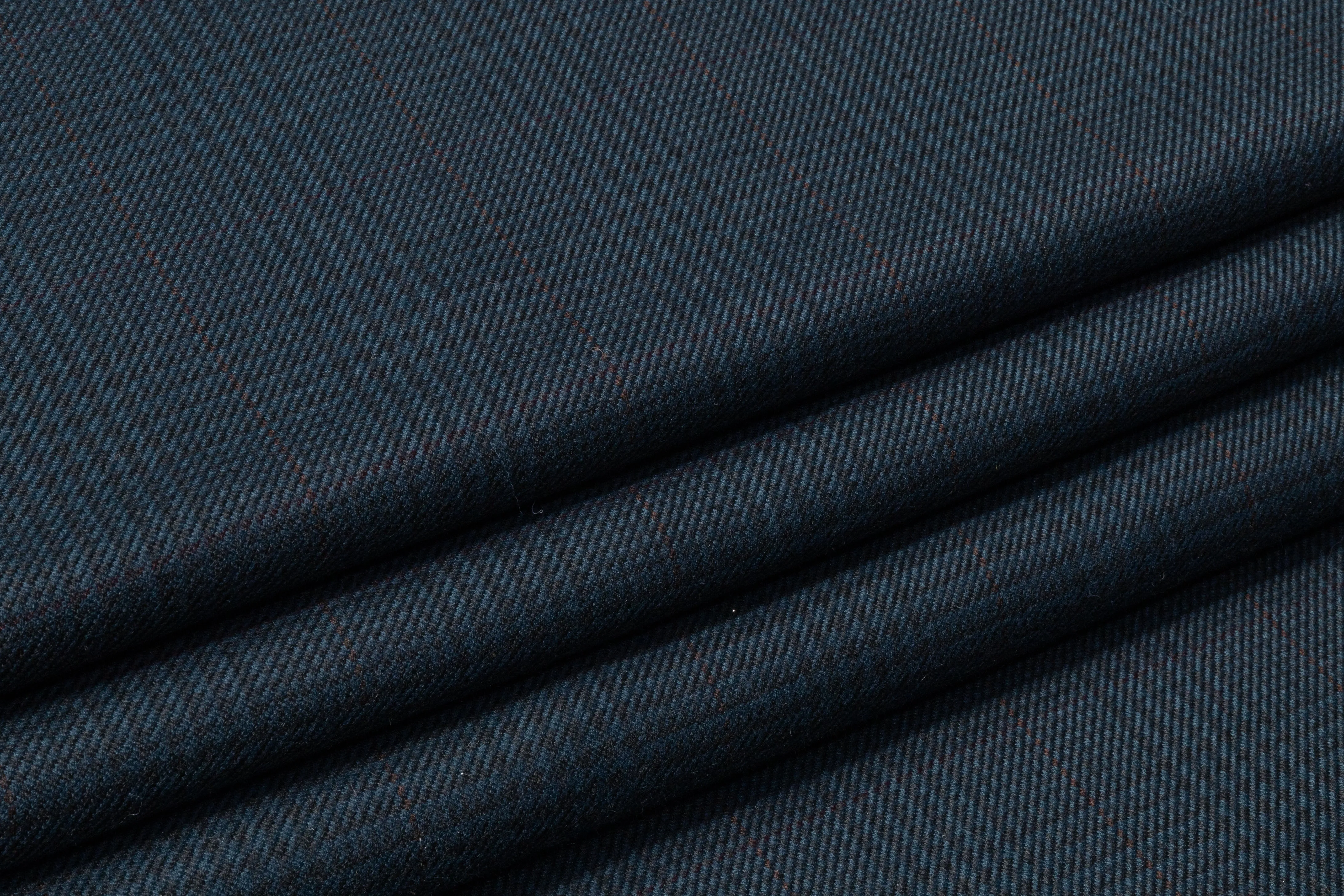 Subtle Checked Italian Wool Nylon Suiting - Dark Teal