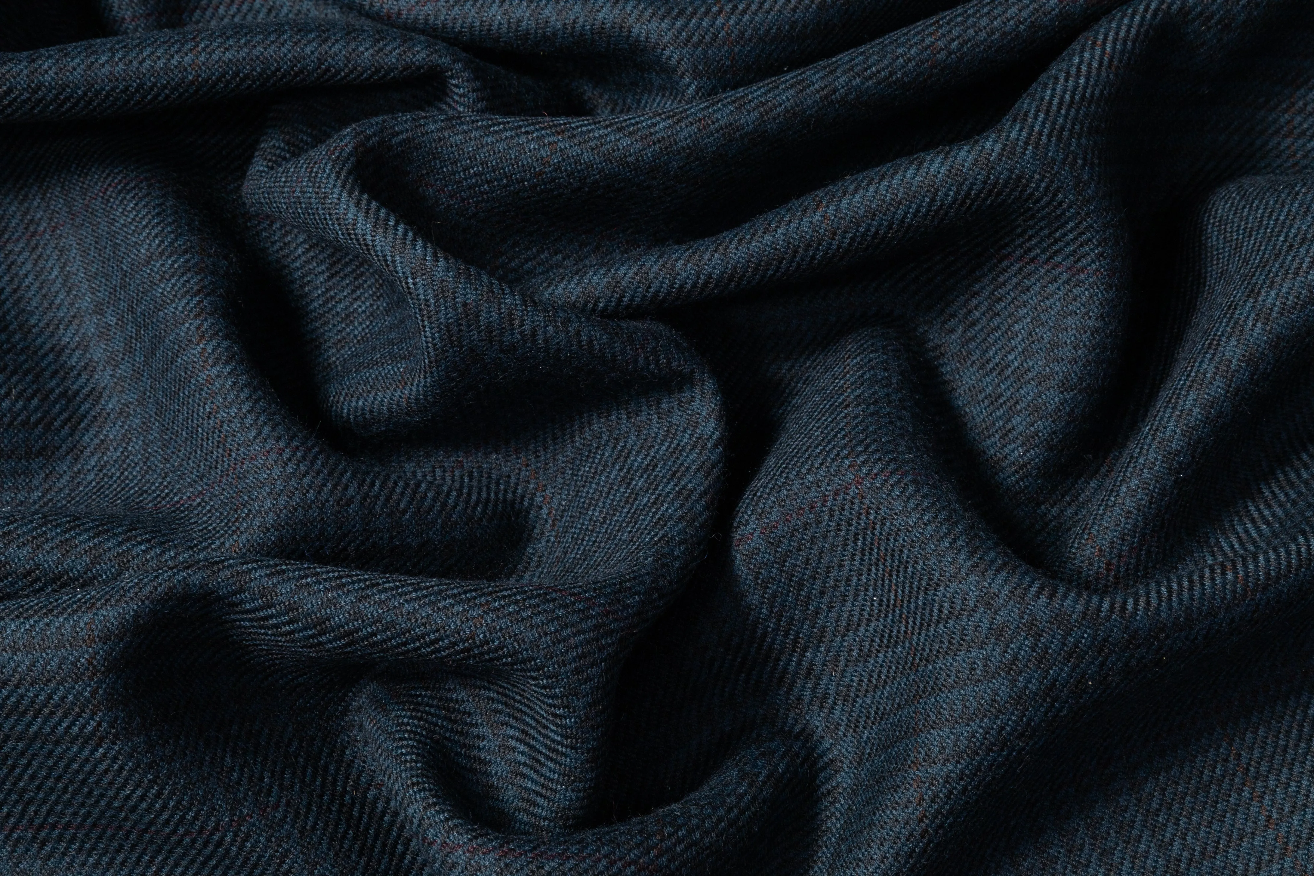 Subtle Checked Italian Wool Nylon Suiting - Dark Teal