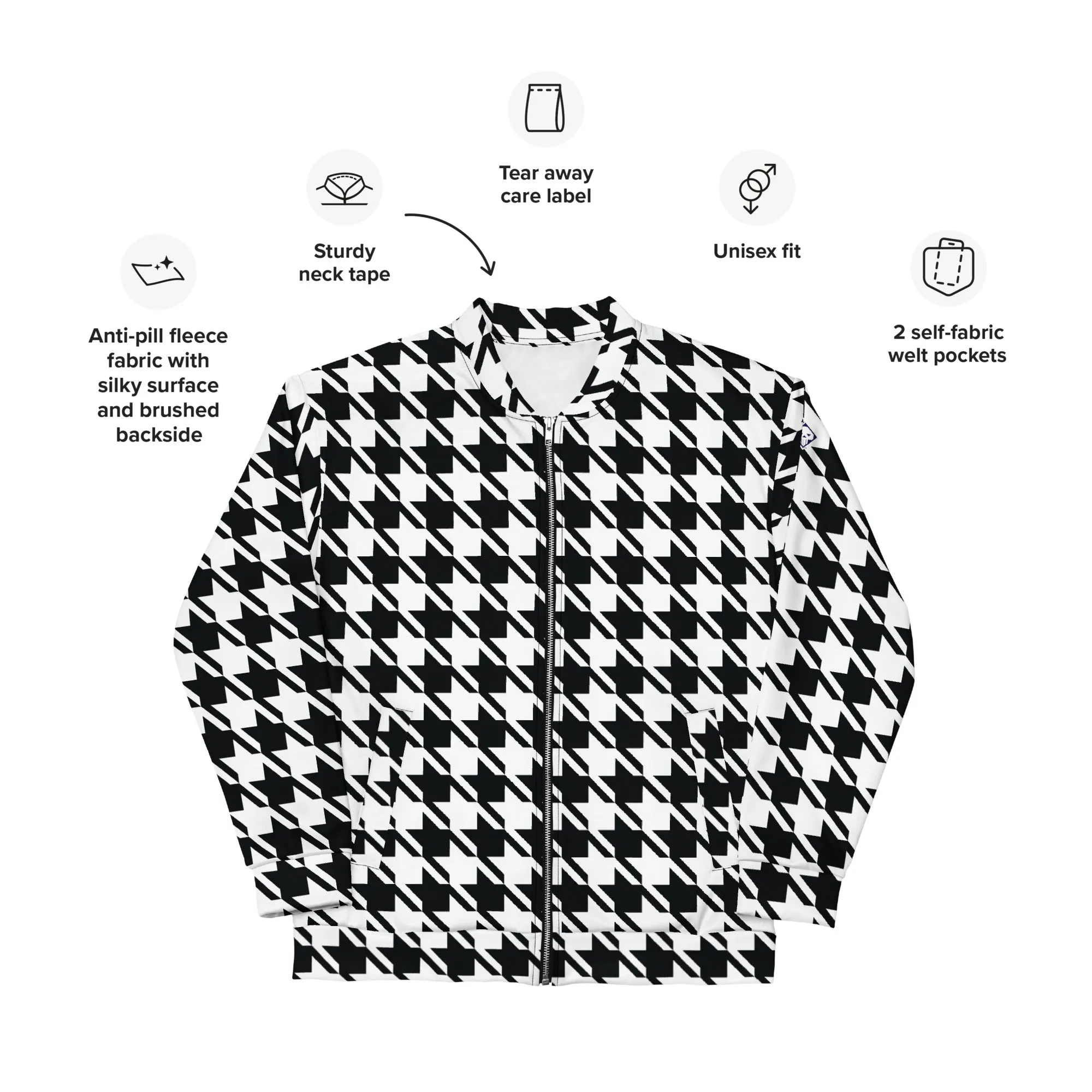 Timeless Elegance: Men's Classic Houndstooth Bomber 002