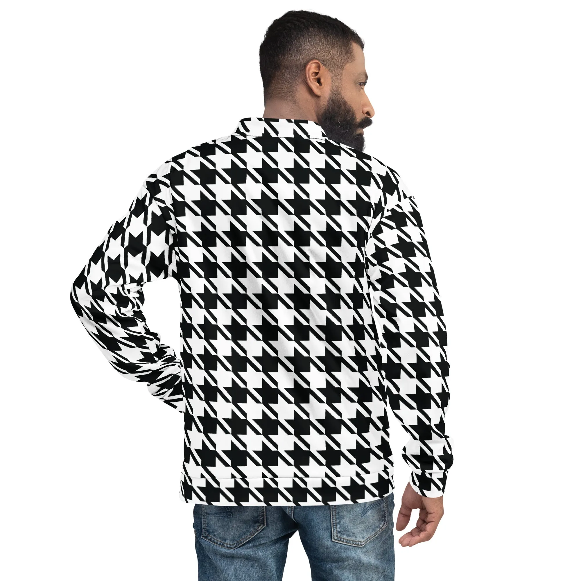 Timeless Elegance: Men's Classic Houndstooth Bomber 002