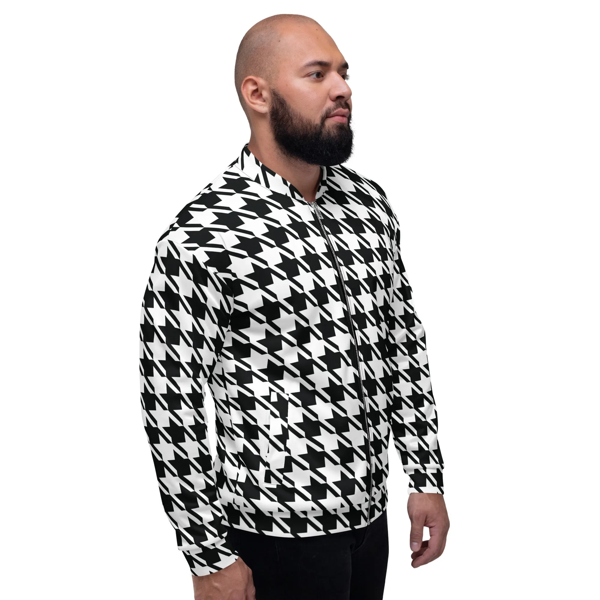 Timeless Elegance: Men's Classic Houndstooth Bomber 002