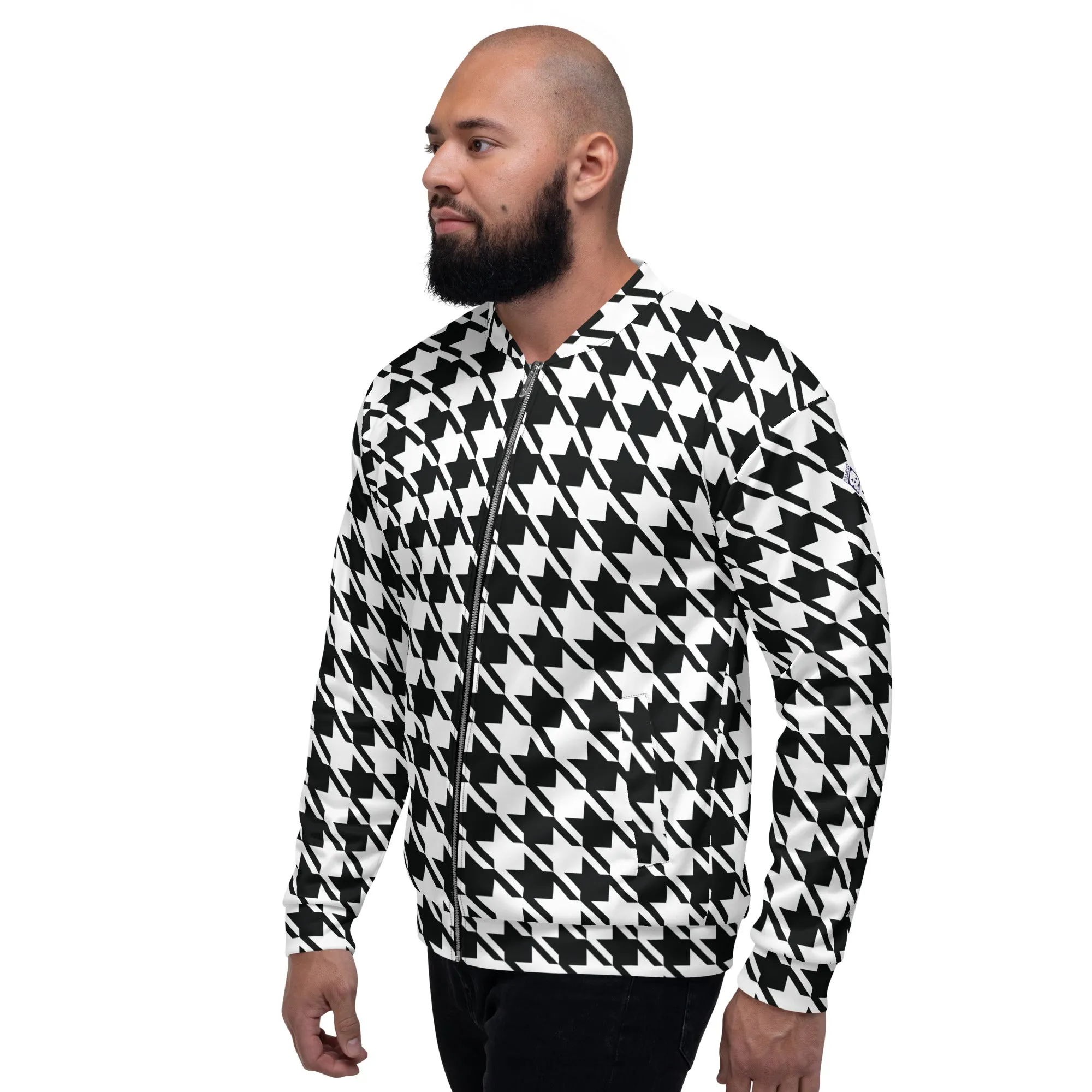 Timeless Elegance: Men's Classic Houndstooth Bomber 002