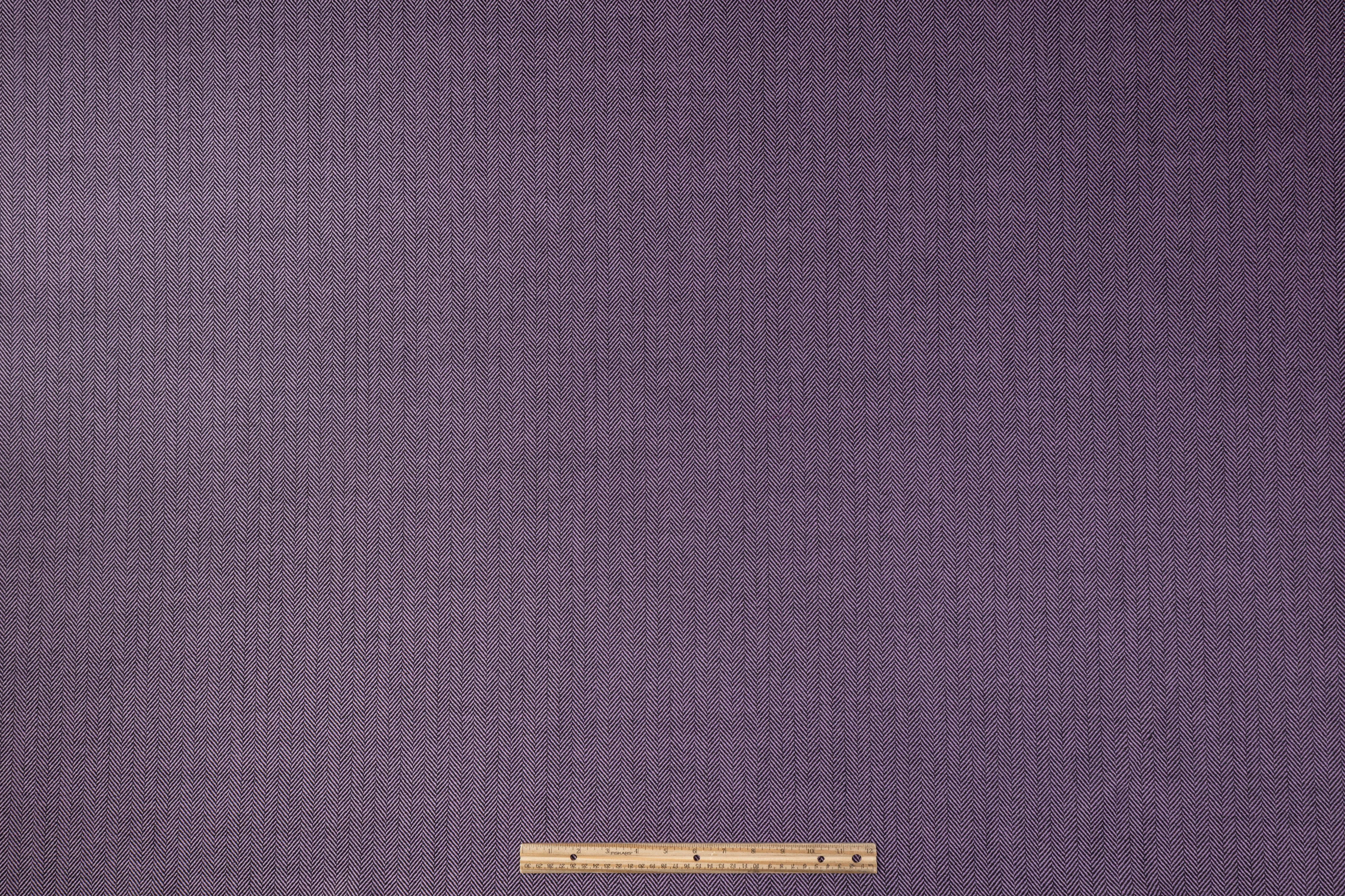 Two-Tone Herringbone Italian Wool Suiting - Lilac / Black