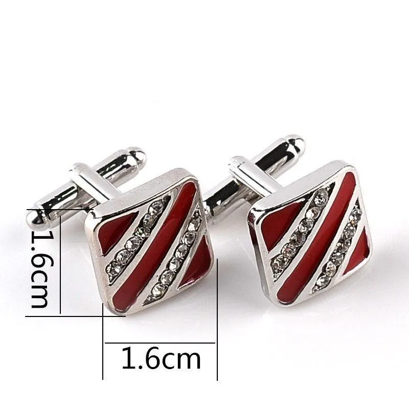 University Stripe Crystal Cufflinks