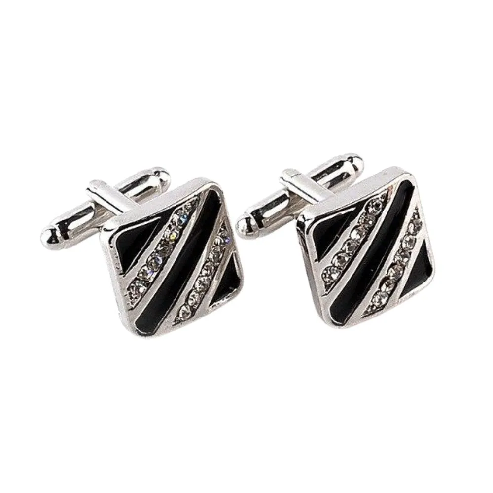 University Stripe Crystal Cufflinks