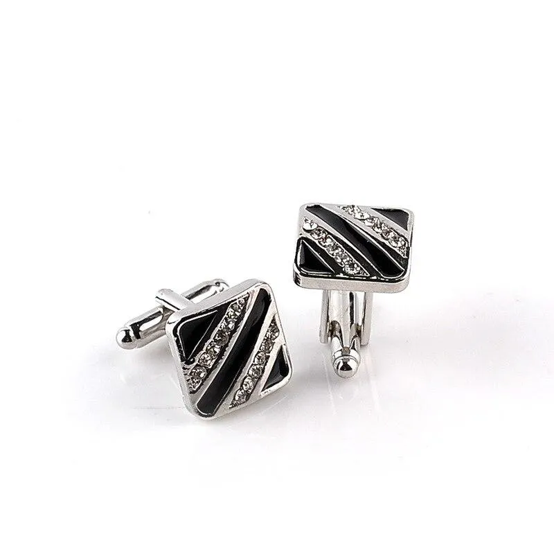 University Stripe Crystal Cufflinks