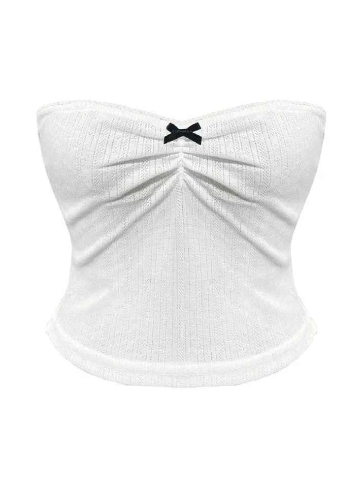 Vintage Bow Bandeau Crop Top