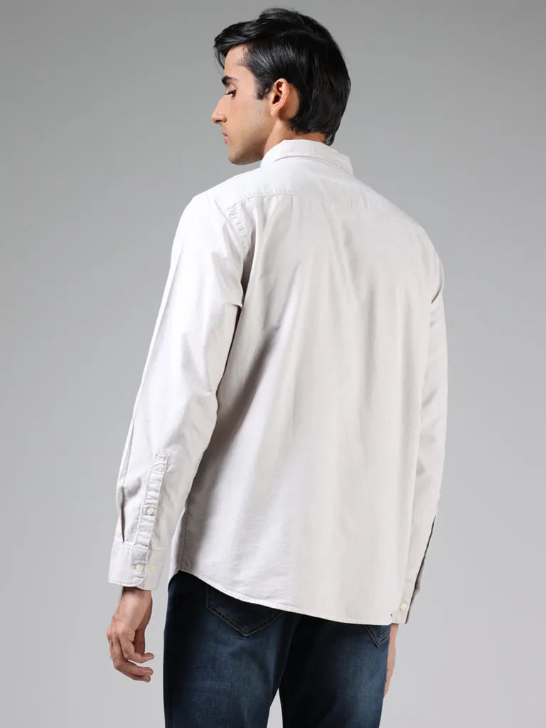 WES Casuals Solid Beige Relaxed-Fit Shirt