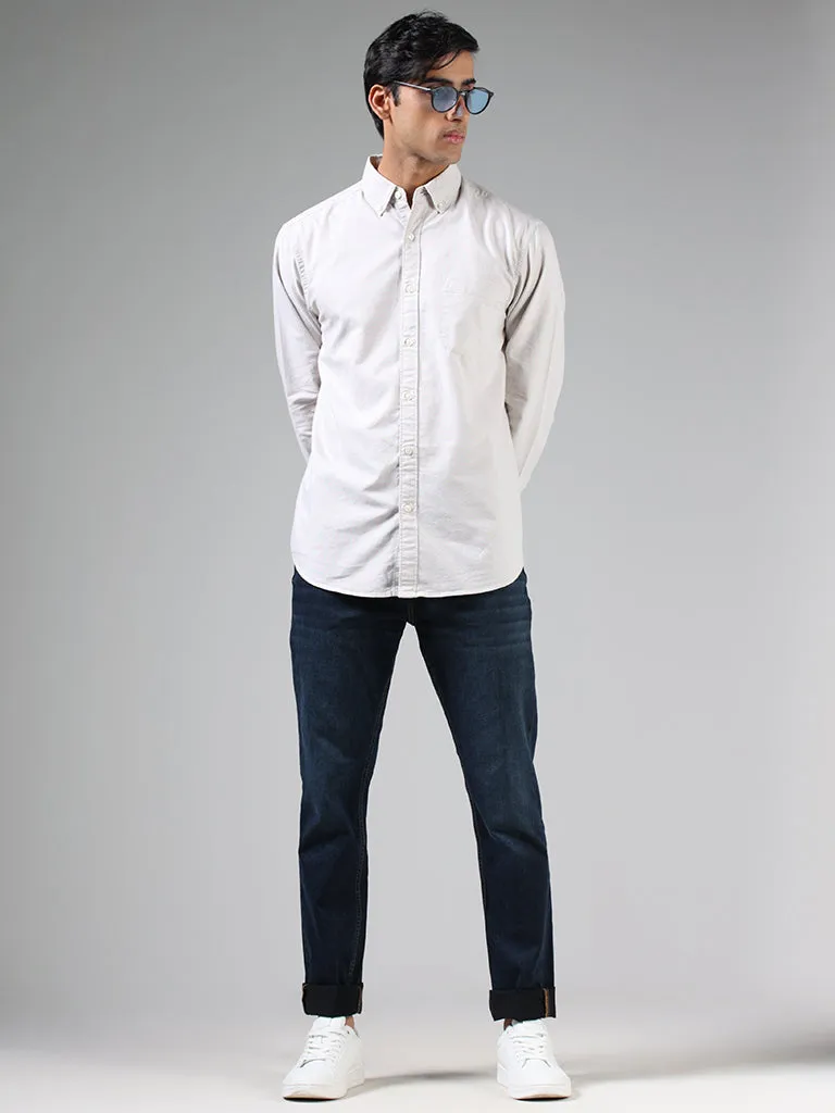 WES Casuals Solid Beige Relaxed-Fit Shirt