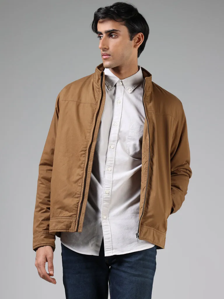 WES Casuals Solid Beige Relaxed-Fit Shirt