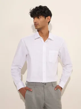 WES Formals White Checks Design Relaxed-Fit Cotton Shirt