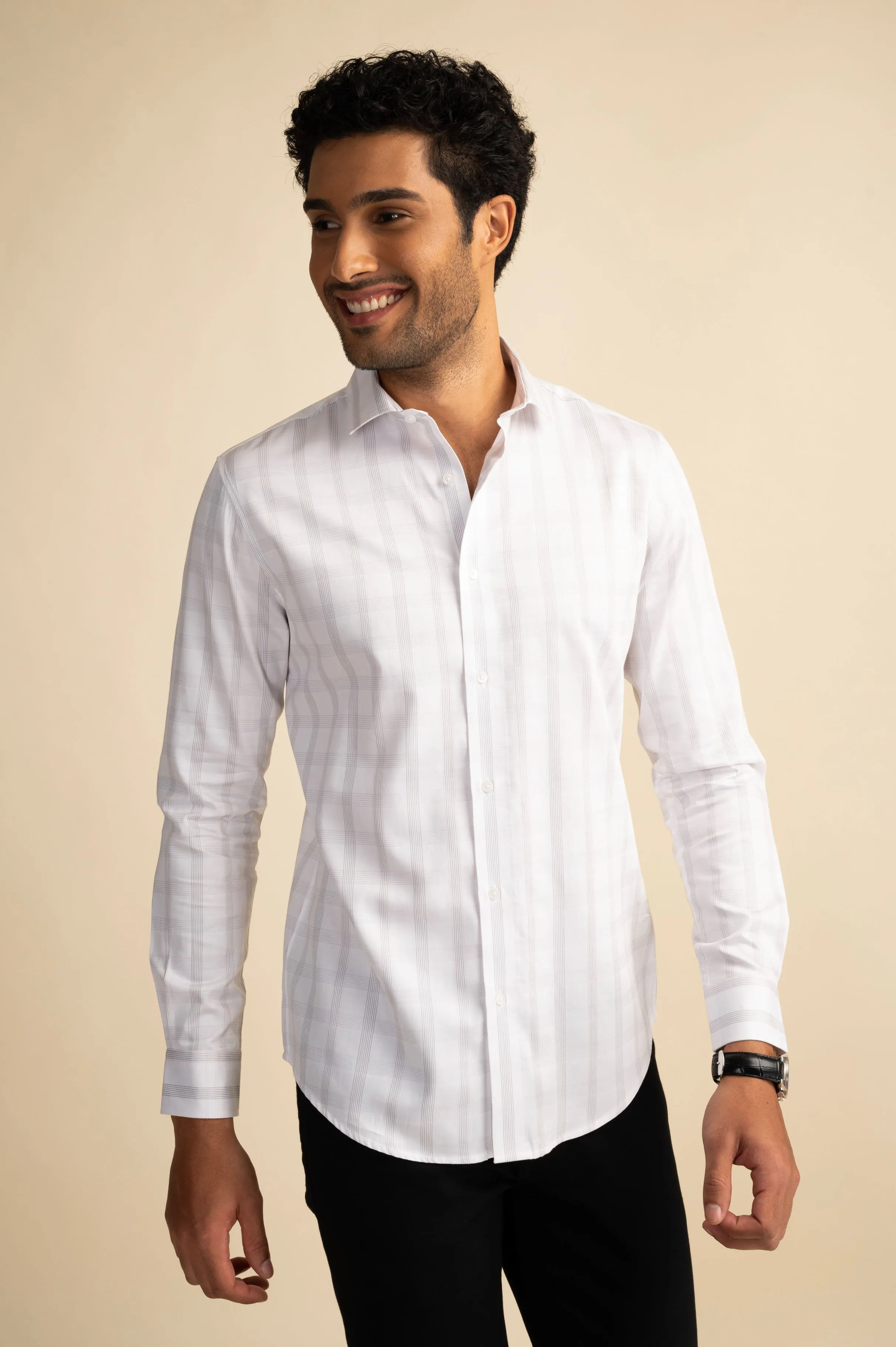 White & Black Check Shirt