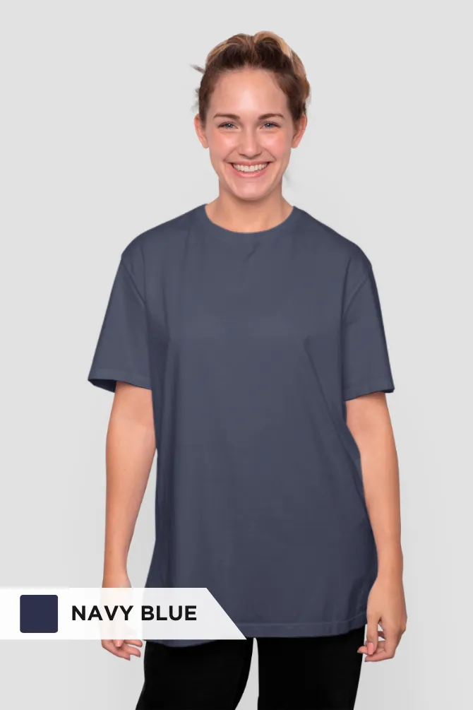 White and Navy Blue Oversized T-Shirts Combo for Women