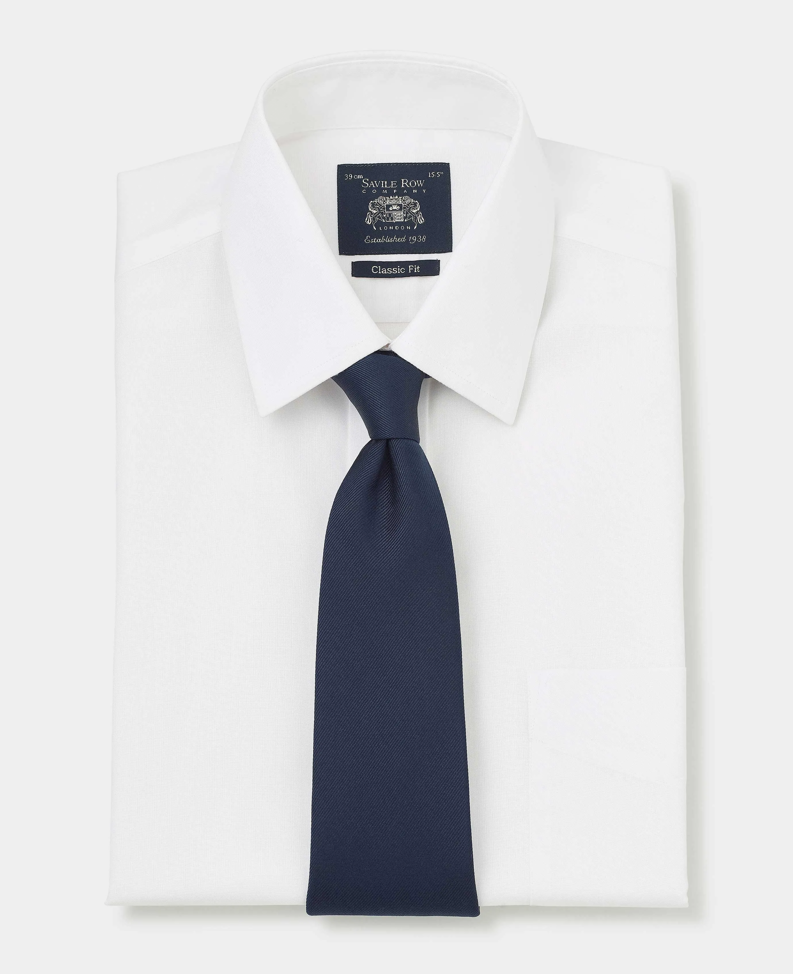 White Pinpoint Cotton Classic Fit Non-Iron Shirt - Double Cuff