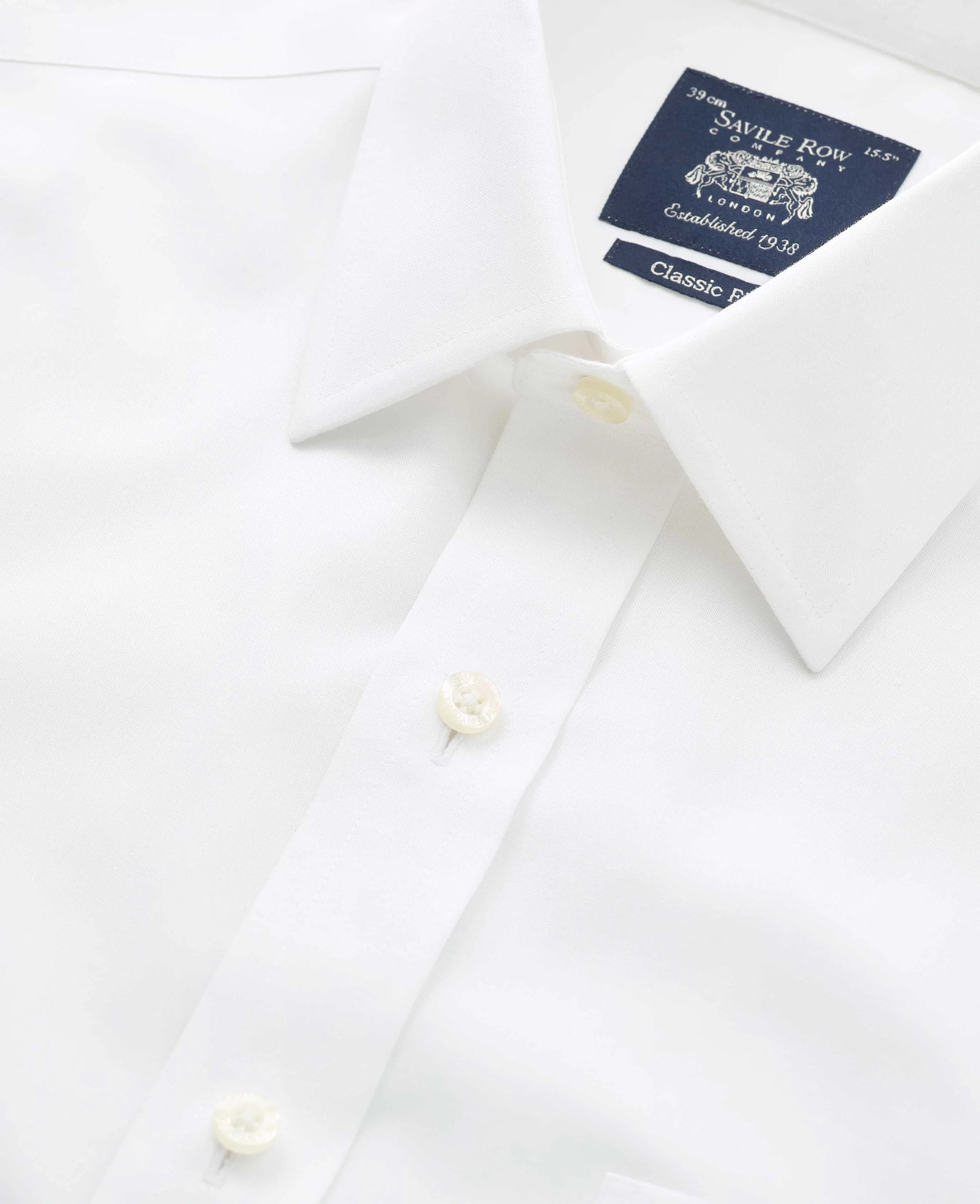 White Pinpoint Cotton Classic Fit Non-Iron Shirt - Double Cuff