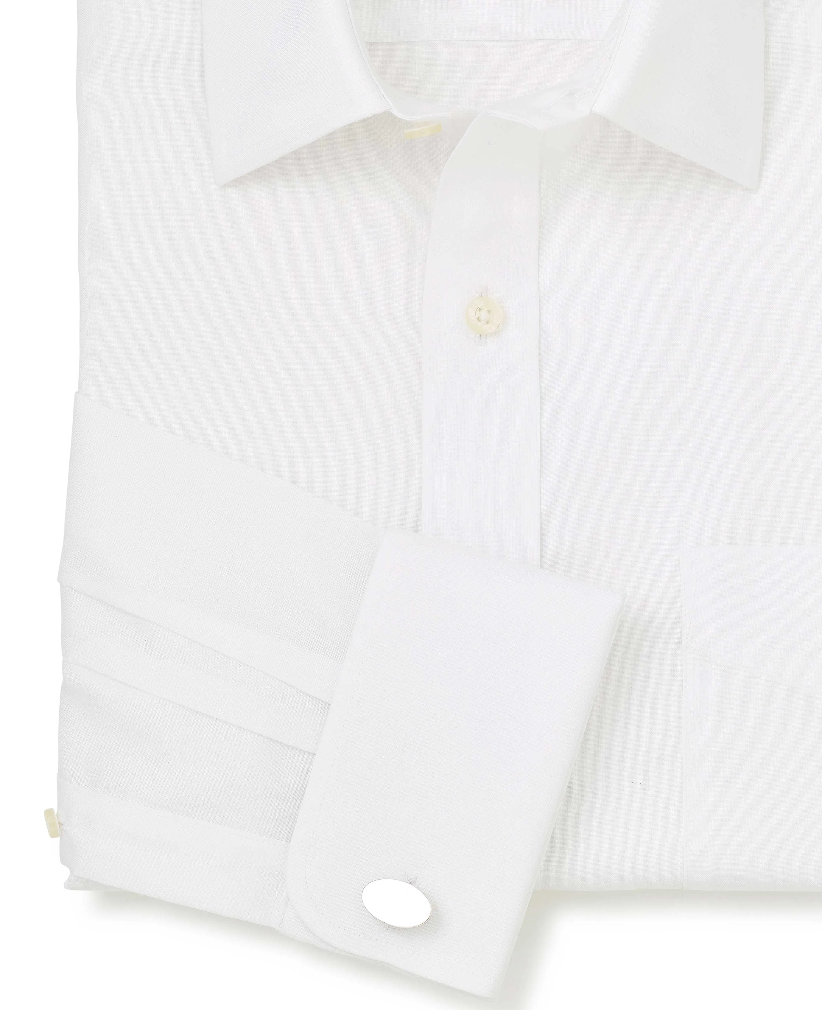 White Pinpoint Cotton Classic Fit Non-Iron Shirt - Double Cuff