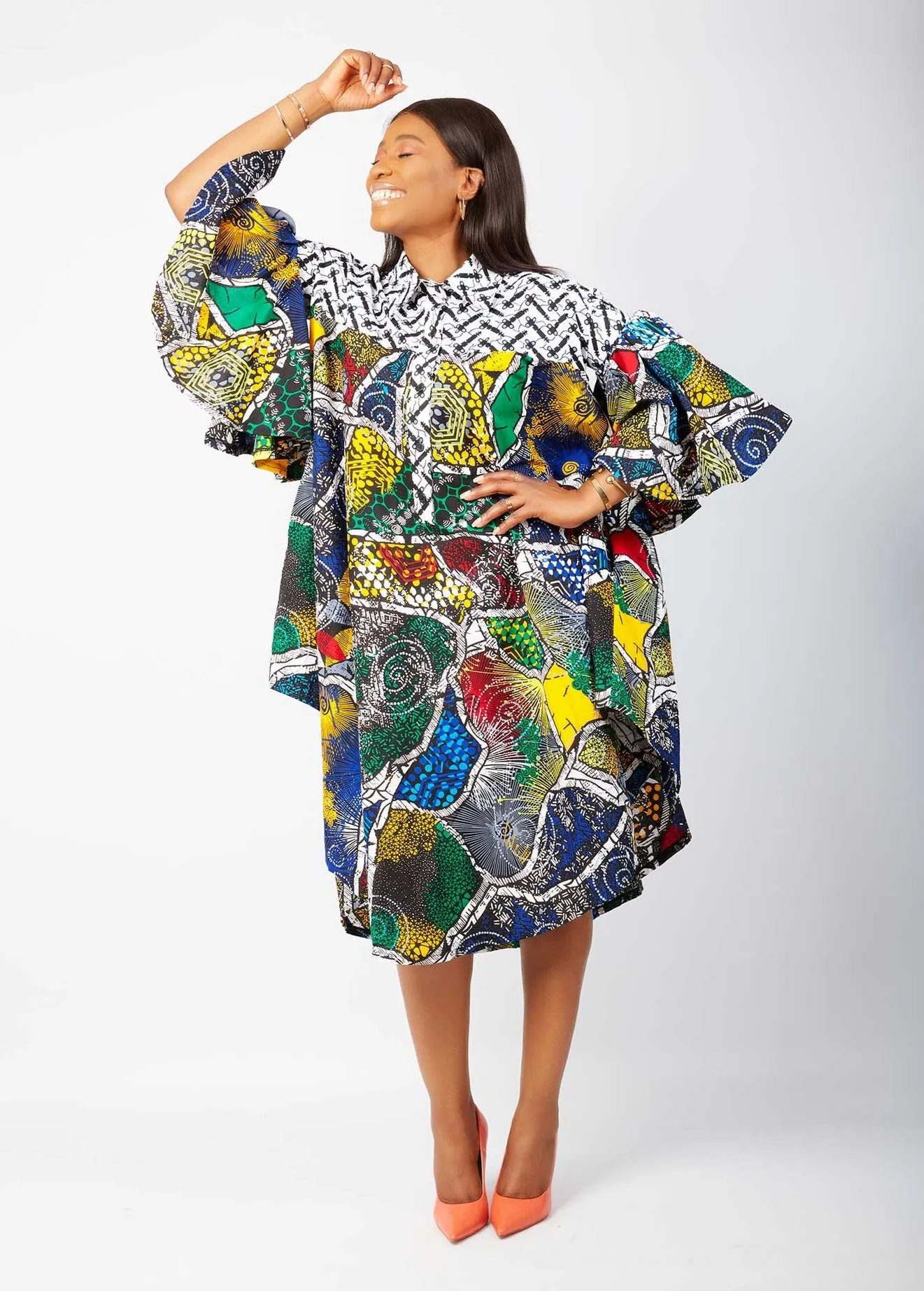 Yvonne African Ankara Print Shirt Dress